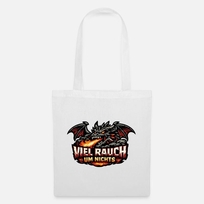 Drachenmotiv mit Statement: Viel Rauch Um Nichts - Stoffbeutel - Weiß