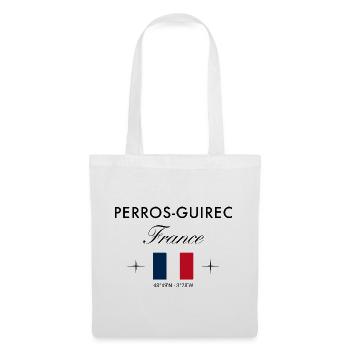 Perros Guirec Frankreich Koordinate Reise Souvenir - Stoffbeutel - Weiß - Vorne