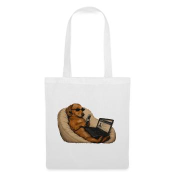 Hunde-Dackel-Laptop-Humor - Stoffbeutel - Weiß - Vorne