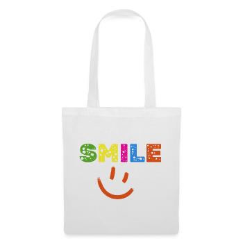 Smile Farbexplosion, Gute Laune Shirt, Statement  - Stoffbeutel - Weiß - Vorne