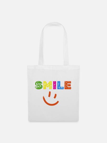 Smile Farbexplosion, Gute Laune Shirt, Statement - Stoffbeutel - Weiß