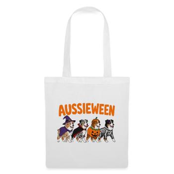  Aussieween Australian Shepherd Halloween Kostüm - Stoffbeutel - Weiß - Vorne