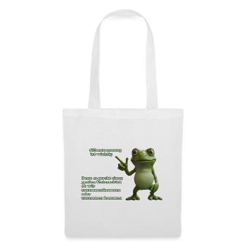 Frosch mit Wortwitz über Silbentrennung - Stoffbeutel - Weiß - Vorne