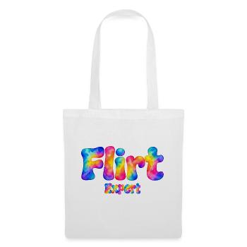 Flirt Expert – Bunter Aquarell Spruch mit Humor - Stoffbeutel - Weiß - Vorne