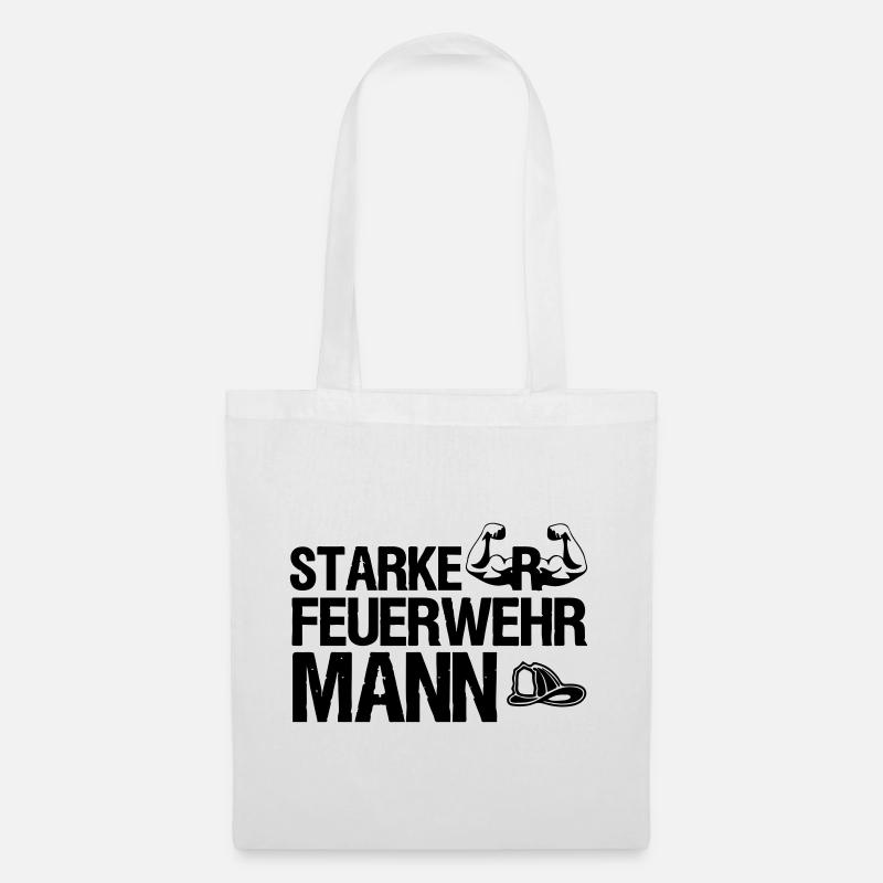 Starker Feuerwehrmann Feuerwehr, Sprüche,Geschenk - Stoffbeutel - Weiß