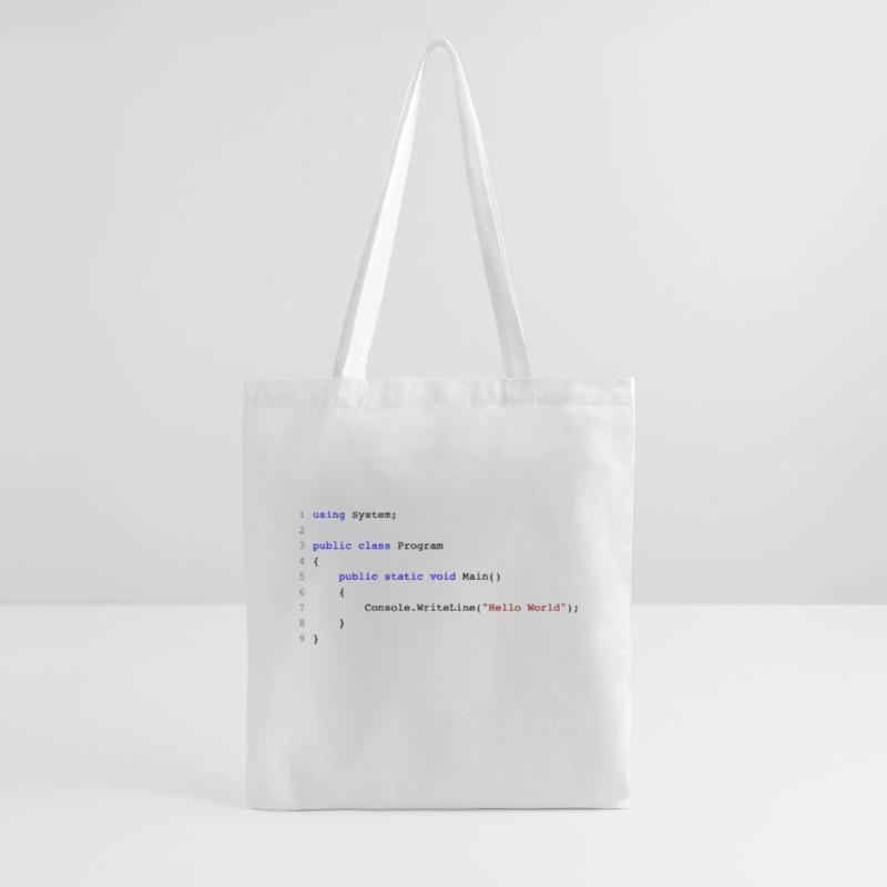 C# .NET Code Hello World Programmierer Geschenk Stoffbeutel