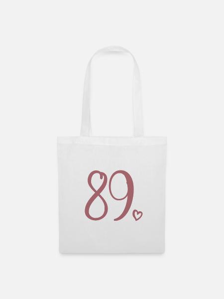 Süße Nummer 89, 89 Jahre alt, Geschenk zum 89. Geburtstag - Stoffbeutel - Weiß
