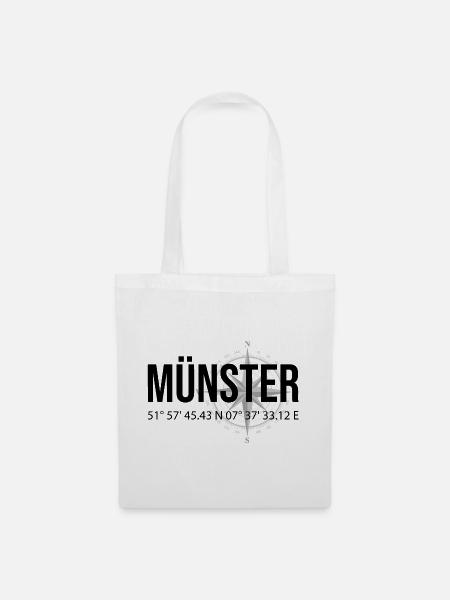 Koordinaten Münster - Stoffbeutel - Weiß