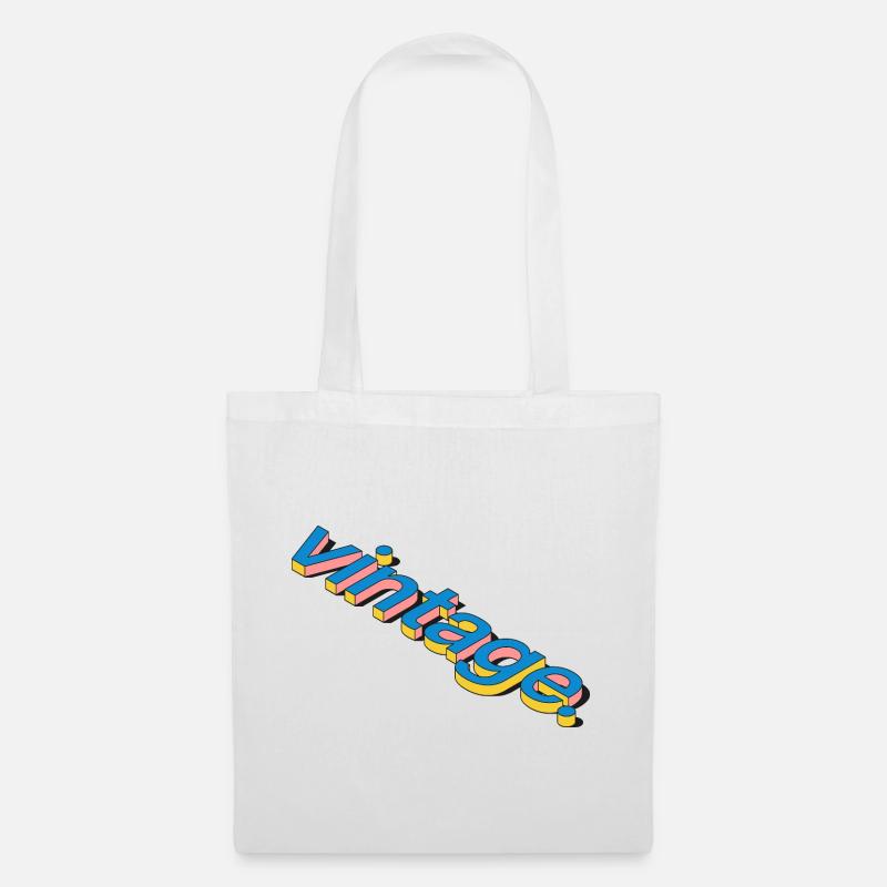 Vintage Retro 3D Typography Design - Tote Bag - white