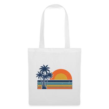 Retro Sunset Palm Trees Summer Beach - Tote Bag - white - Front
