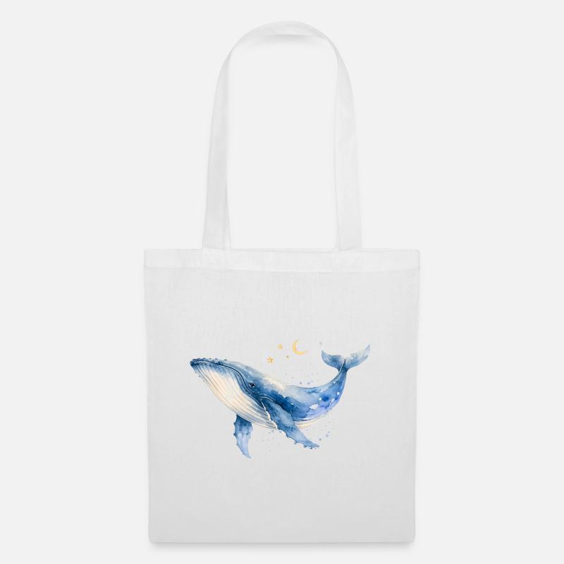 Wal Aquarell by MEERchandise  - Stoffbeutel - Weiß