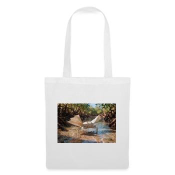 Crabe de papier origami dans une forêt naturelle de mangroves ri - Sac en tissu - blanc - Devant