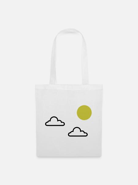 Wolken mit Sonne Minimal - Stoffbeutel - Weiß