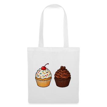 Cupcake Duo: Vanille & Schoko - Stoffbeutel - Weiß - Vorne