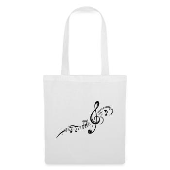 Les notes de musique, clefs, musique - Sac en tissu - blanc - Devant