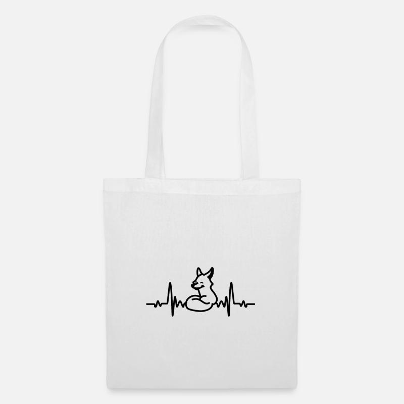 Herzschlag Fuchs, Geschenkidee - Stoffbeutel - Weiß