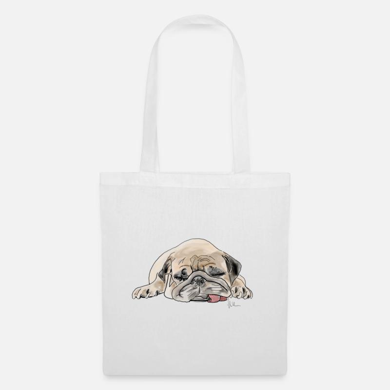 Pug Mops Wauwau - Stoffbeutel - Weiß