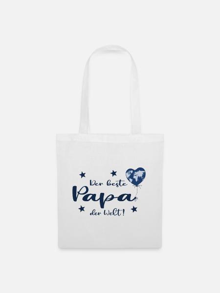 Der beste Papa der Welt mit Herz und Weltkarte - Stoffbeutel - Weiß
