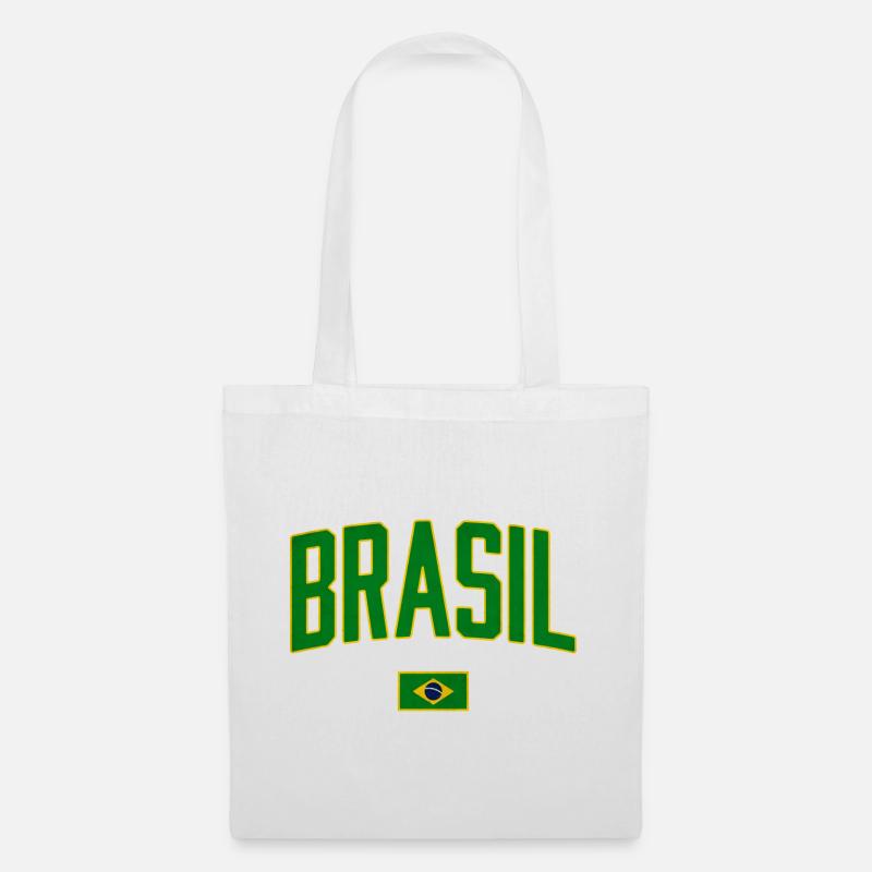 Brasil Design mit Nationalflagge - Stoffbeutel - Weiß