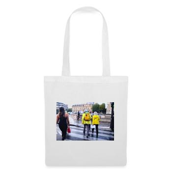 Photo of a couple in yellow kway in Paris - Tote Bag - white - Front