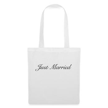 Cooles „Just Married“ Design für sie und ihn - Stoffbeutel - Weiß - Vorne
