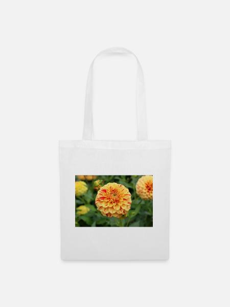 gelbe Dahlie Blüte Blume Poster - Stoffbeutel - Weiß