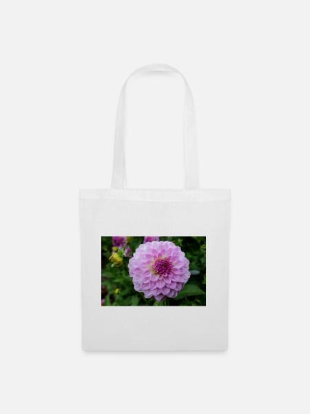 Dahlie pink rosa Blüte ,Blume - Stoffbeutel - Weiß