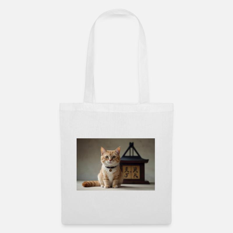 Japan Katze süß tierliebe orange cat - Stoffbeutel - Weiß