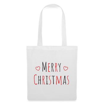 Christmas Merry Christmas heart red black - Tote Bag - white - Front