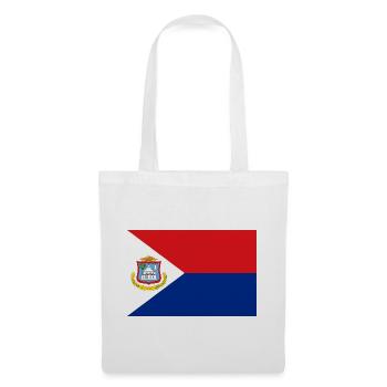 Sint Maarten – Flagge auf rotem und blauem Hintergrund - Stoffbeutel - Weiß - Vorne