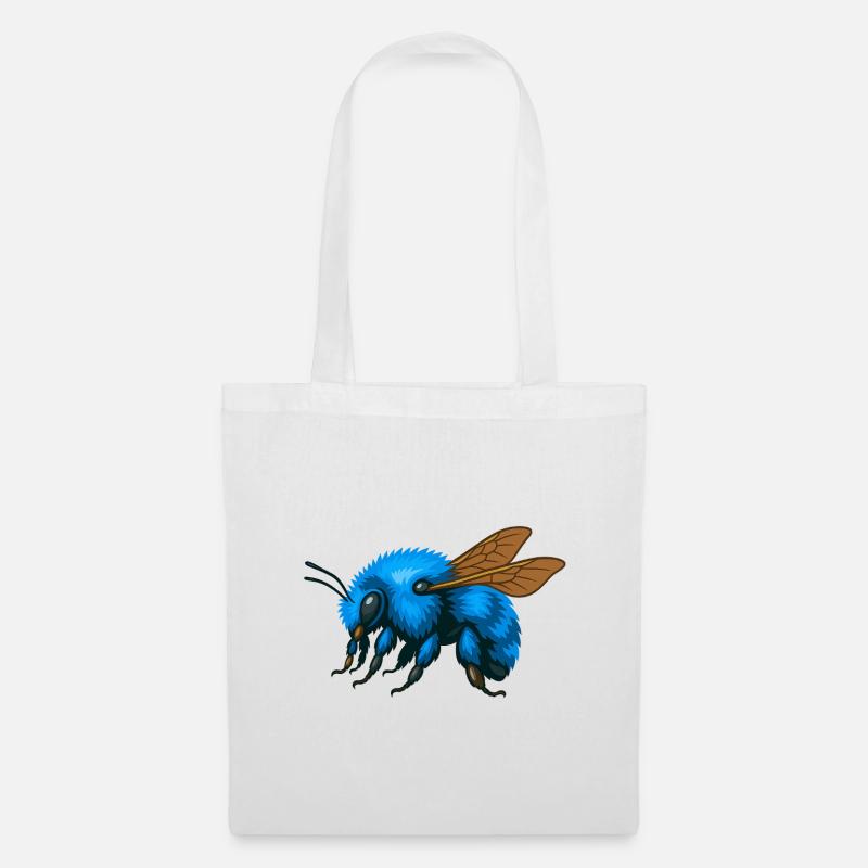 Blaue Hummel links - Stoffbeutel - Weiß