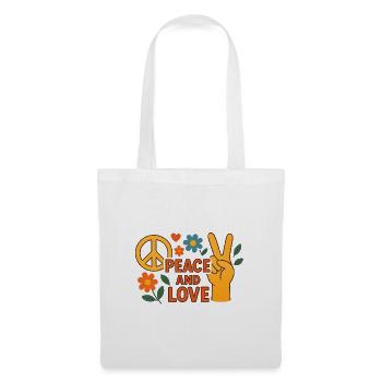 Paix et Amour Floral Rétro - Sac en tissu - blanc - Devant