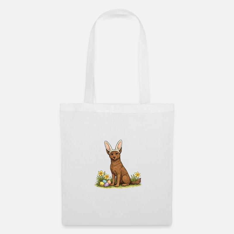 Spring Bunny Australian Kelpie Dog with Easter Eggs - Tote Bag - white