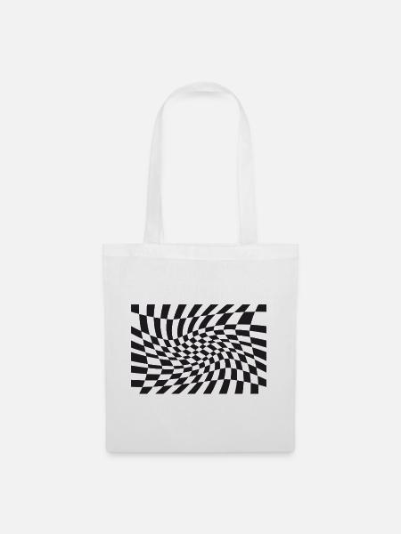 Warped Checker Optische Spirale - Stoffbeutel - Weiß
