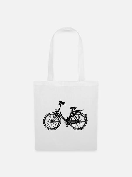 Holland-Fahrrad - Illustration - Stoffbeutel - Weiß