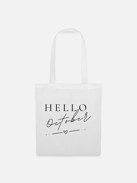 Hello October | Minimal Herbst Design - Stoffbeutel - Weiß
