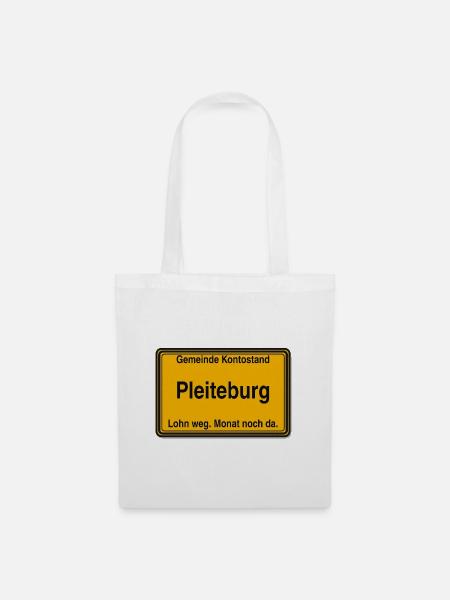 Pleiteburg Ortsschild - Stoffbeutel - Weiß