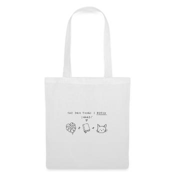 Things I Really Need – Katze, Bücher & Pflanzen - Stoffbeutel - Weiß - Vorne