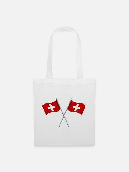 Schweizer Flagge - Stoffbeutel - Weiß