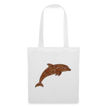 Delfin_braun - Stoffbeutel - Weiß - Vorne
