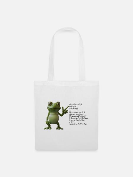 Gender-Frosch mit Hinweis - Stoffbeutel - Weiß