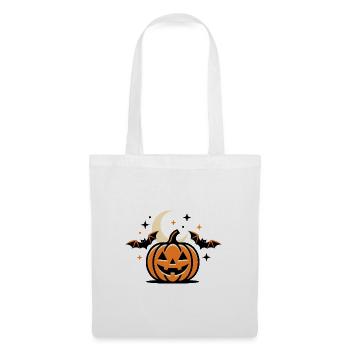 Kran-o-lantern, Fledermäuse und Halbmond bei Nacht - Stoffbeutel - Weiß - Vorne