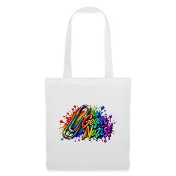 Gegen Nazis Regenbogen  Briefklammer Büroklammer - Stoffbeutel - Weiß - Vorne