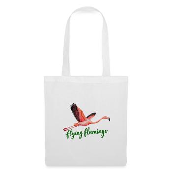 Fliegender Flamingo mit grüner Schrift - Stoffbeutel - Weiß - Vorne