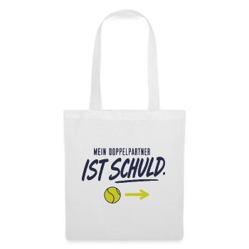 Mein Doppelpartner ist schuld Lustiges Doppel - Stoffbeutel - Weiß - Vorne