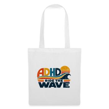ADHD – Ride the Wave | Retro-Sonne & Welle - Stoffbeutel - Weiß - Vorne