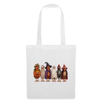 Halloween Chickens in Costumes Pumpkin Witch Ghost - Stoffbeutel - Weiß - Vorne