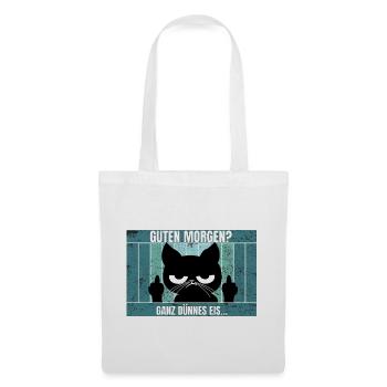 Katze Morgenmuffel - Stoffbeutel - Weiß - Vorne