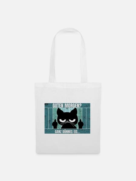 Katze Morgenmuffel - Stoffbeutel - Weiß