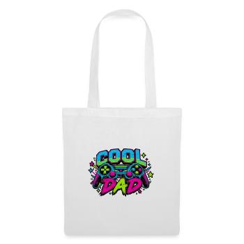 Retro Papa Neon Gaming - Stoffbeutel - Weiß - Vorne